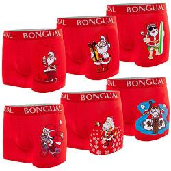 Bongual 6er Set Retroshorts Boxershorts Herren Unterhose Santa Klaus Motiv L, Rot von Bongual