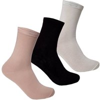 Bongual Basicsocken 12 Paar Damen Socken Freizeitsocken lang Baumwolle-mix Blumen (Set, 12er-Pack) Unifarben von Bongual