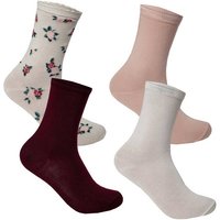 Bongual Basicsocken 12 Paar Damen Socken Freizeitsocken lang Baumwolle-mix Blumen (Set, 12er-Pack) Unifarben von Bongual