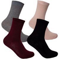 Bongual Basicsocken 12 Paar Damen Socken Freizeitsocken lang Baumwolle-mix Blumen (Set, 12er-Pack) Unifarben von Bongual