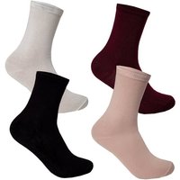 Bongual Basicsocken 12 Paar Damen Socken Freizeitsocken lang Baumwolle-mix Blumen (Set, 12er-Pack) Unifarben von Bongual