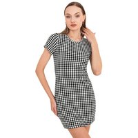 Bongual Minikleid Bodycon Partykleid Longtop Hahnentrittmuster von Bongual