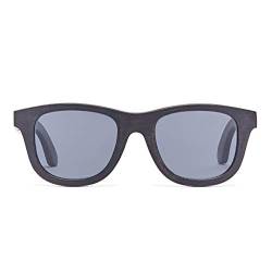 Bonizetti Herren Sonnenbrille Bambus Braun Glasfarbe blau AMSTERDAM - 143mm Männer, Sunglasses, Sommer Accessoires, Naturmaterialien von Bonizetti