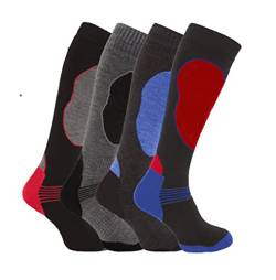 4 Pairs of Mens High Performance Thermal Ski Socks-Assorted-UK 6-11 (Eur 39-45) von Bonjour