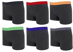 Bonjour® Jungen Boxershorts (6 & 12 Stück) Baumwolle Designer Trunk Boxer Unterwäsche (5 Jahre - 13 Jahre), (6er-Pack, schwarz), 146 von Bonjour