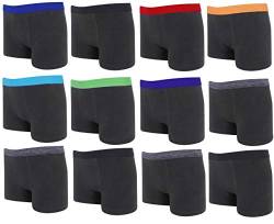 Bonjour® Jungen Boxershorts (6 & 12 Stück) Baumwolle Designer Trunk Boxer Unterwäsche (5 Jahre - 13 Jahre), Schwarz , 134 von Bonjour