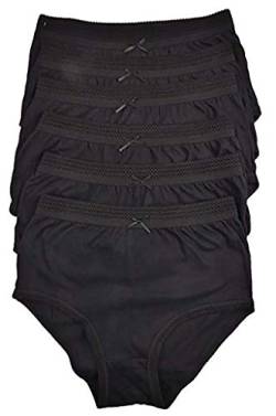 Bonjour 6er-Pack Damen Slips Maxi, 100% Baumwolle, volle bequeme Passform, Größen 38-50, Schwarz , 50 von Bonjour