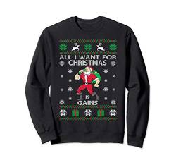 All I Want For Christmas Is Gains Ugly Christmas Gym Santa Sweatshirt von Bonsais Art