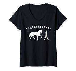 Damen Führungskraft Pferde Mädchen Reiterin Bauern Reit T-Shirt mit V-Ausschnitt von Bonsais Art