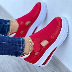 2022 Spring Sneakers Women Casual Breathable Sport Shoes, Comfy Canvas Shoes Women Fashion Trainers Shoes Mesh Shoes (36,Red) von Bonseor