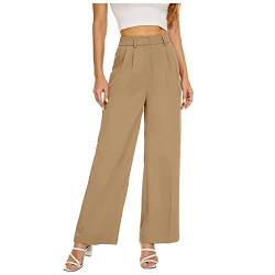 Bonseor Effortless Tailored Wide Leg Pants for Women, Palazzo Pants for Women Dressy High Waist,Wide Leg Dress Pants for Women (9-Point Pants-Khaki,M) von Bonseor