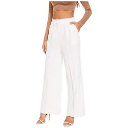 Bonseor Effortless Tailored Wide Leg Pants for Women, Palazzo Pants for Women Dressy High Waist,Wide Leg Dress Pants for Women (9-Point Pants-White,S) von Bonseor