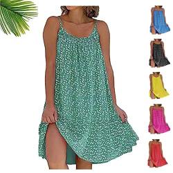 Camibloom - Floral Printed Camisole Dress Women's Summer Spaghetti Strap Floral Printed Casual Loose Long Cami Dress (Green,XXL) von Bonseor