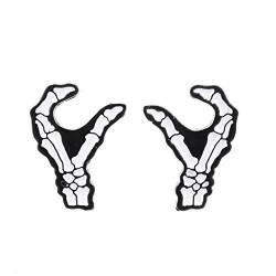 Bontand 1 Paar Goth Halloween-Skelett-Herz-Hände Emaille Pin In Schwarz Für Frauen Männer Kreative Handknochen Paar Schmuck Ehrennadel von Bontand