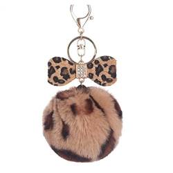 Leopard-Haar-Ball Keychain Tasche Car Anhänger Leopard-Druck-Bogen von Bontand