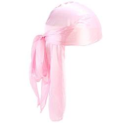 Unisex Polyester Turban Cap Silky Durag Long-Tail-Breite Bügel Headwraps Glatte Dome Pirate Cap Solid Color-Kopf-Verpackung Für Frauen Männer von Bontand