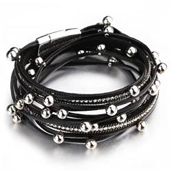 Bontannd Multilayer Leder Armbänder Für Frauen Femme Kristall Metall Perlen Charme Böhmische Wrap Armband Weiblich von Bontannd