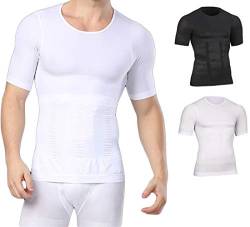 Bauchweg Bodyshaper Slimming T-Shirt Men Miederbody Shapewear Figurformer mit Ärmeln (M, Weiß) von Bonvie.shop