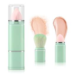 Boobeen 2 in 1 Retractable Kosmetik Pinsel Set, Portable Travel Dual Head Cosmetic Makeup Pinsel mit Schwamm Puff & Loose Powder Brush, Kosmetik Pinsel Werkzeuge für Puder, Creme, Stiftung von Boobeen