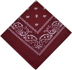 BOOLAVARD 1, 6, 9 oder 12 Stück Cowboy Bandanas Bandana mit original Paisley Muster,12er pack,Kastanienbraun von Boolavard