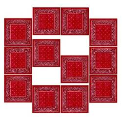 BOOLAVARD 100% Baumwolle, 12er Pack Bandanas mit original Paisley Muster, 12er Rot von Boolavard