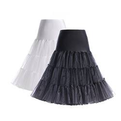 Boolavard® 50er Jahre Petticoat Vintage Retro Reifrock Petticoat Unterrock für Wedding Bridal Petticoat Rockabilly Kleid in Mehreren Farben (L-XXL, 2er Gesmicht (Schwarz + Weiss)) von Boolavard