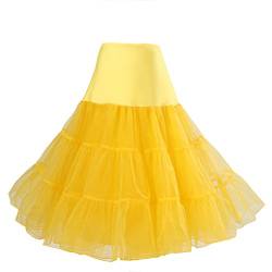 Boolavard® 50er Jahre Petticoat Vintage Retro Reifrock Petticoat Unterrock für Wedding Bridal Petticoat Rockabilly Kleid in Mehreren Farben (L-XXL, Gelb) von Boolavard