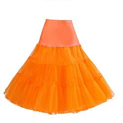 Boolavard® 50er Jahre Petticoat Vintage Retro Reifrock Petticoat Unterrock für Wedding Bridal Petticoat Rockabilly Kleid in Mehreren Farben (XS-M, Orange) von Boolavard