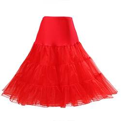 Boolavard® 50er Jahre Petticoat Vintage Retro Reifrock Petticoat Unterrock für Wedding Bridal Petticoat Rockabilly Kleid in Mehreren Farben (XS-M, Rot) von Boolavard
