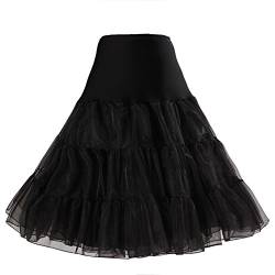 Boolavard® 50er Jahre Petticoat Vintage Retro Reifrock Petticoat Unterrock für Wedding Bridal Petticoat Rockabilly Kleid in Mehreren Farben (XS-M, Schwarz) von Boolavard