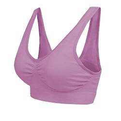 Boolavard® Damen-BH, bügellos, Bandeau-Top, sportlich, bequem lila L (36-38) von Boolavard