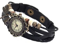 Boolavard® TM Libelle Quarz Mode weben Wrap-Around-Leder-Armband-Frauen-Armbanduhr von Boolavard