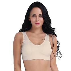 Boolavard ® Comfort BH - Freizeit und Sport BH, Sporttop, Nahtlos, Form Bustier Top ohne Bügel, Ahh Bra Wohlfühl-BH BH Microfaser Figur (L: 96-101cm (75C-85A), Beige) von Boolavard