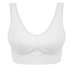 Boolavard ® Comfort BH - Freizeit und Sport BH, Sporttop, Nahtlos, Form Bustier Top ohne Bügel, Ahh Bra Wohlfühl-BH BH Microfaser Figur (S: 76-81cm (65A-70B), Weiß) von Boolavard