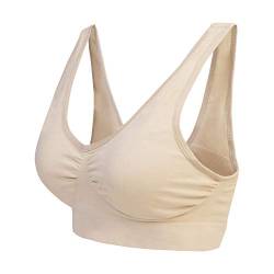 Boolavard ® Sport-BH Sport und Wohlfühl BH Bra nahtlos in Farbe Weiß und Schwarz und Beige (XL: 106-111cm (85B-90B), Beige) von Boolavard