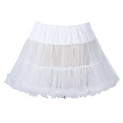 Boolavard 18" 50s Retro Underskirt Swing-Klassiker Mini Petticoat Fancy Net Tulle Unterrock Rocke Rockabilly Tutu Schwarz, Rosa, Weiß, Blau, Rot (Weiß, L-XL (EU 42-50)) von Boolavard