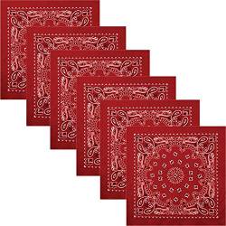 Boolavard Bandana Kopftuch Halstuch - gemustert: Paisley Muster - 100% Baumwolle Bindetuch 1 er 6 er oder 12 er Pack!! (6 x Rot) von Boolavard