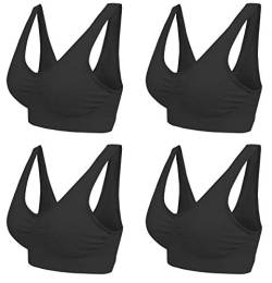 Boolavard Comfort BH - Seamless - Bustier BH - Freizeit und Sport BH, Sporttop, Nahtlos, Form Bustier Top ohne Bügel, Ahh Bra Wohlfühl (L: 96-101cm (75C-85A), 4 x Schwarz) von Boolavard