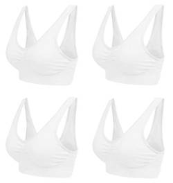 Boolavard Comfort BH - Seamless - Bustier BH - Freizeit und Sport BH, Sporttop, Nahtlos, Form Bustier Top ohne Bügel, Ahh Bra Wohlfühl (L: 96-101cm (75C-85A), 4 x Weiß) von Boolavard