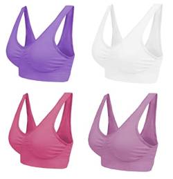 Boolavard Comfort BH - Seamless - Bustier BH - Freizeit und Sport BH, Sporttop, Nahtlos, Form Bustier Top ohne Bügel, Ahh Bra Wohlfühl (L: 96-101cm (75C-85A), Weiß Licht violett Lila und Rosa) von Boolavard