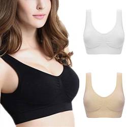 Boolavard Comfort BH - Seamless - Bustier BH - Freizeit und Sport BH, Sporttop, Nahtlos, Form Bustier Top ohne Bügel (3-er Pack - Beige + Schwarz + Weiß, M: 86-91cm (70C-75B)) von Boolavard