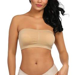 Boolavard Damen Bandeau BH ohne Bügel Tube BH Top Trägerlos Bralette Nahtlose Dehnbar (S, Beige) von Boolavard