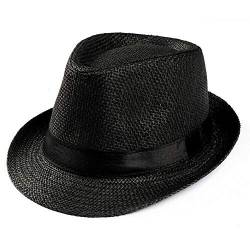 Boolavard Damen Breiter Krempe Stroh Panama Hut Fedora Beach Sun Hut UPF50 + (Schwarz) von Boolavard