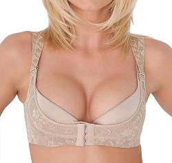 Boolavard Dirndl BH Xtreme Push Up Büstenhalter Mieder ohne Silikon Geradehalter Bra Oktoberfest (L, Beige) von Boolavard