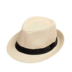 Boolavard Kinder Mädchen Jungen Sommer Fedora Strohhut Breite Krempe Floppy Strand Sonnenblende Hut (Stroh) von Boolavard