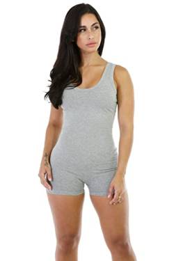 Boolavard Kurzer Strampler, Overall, Trikot, ärmelloses Oberteil, Damen-Stretch-Bluse, Damen-Body (Grau, S) von Boolavard