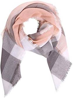 Boolavard Plaid Cashmere Feel Klassischer Weicher Luxuriöser Winterschal für Männer und Frauen (Pink/Grau) von Boolavard