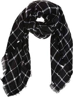 Boolavard Plaid Cashmere Feel Klassischer Weicher Luxuriöser Winterschal für Männer und Frauen (Schwarz) von Boolavard