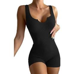 Boolavard Sexy Gerippter ärmelloser Damen-Body (Schwarz, XL) von Boolavard