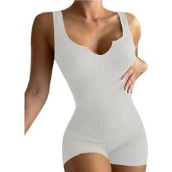 Boolavard Sexy Gerippter ärmelloser Damen-Body (Weiss, S) von Boolavard